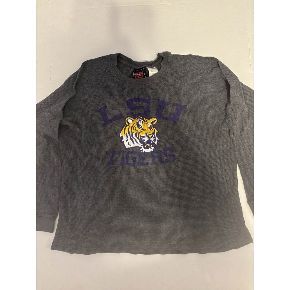 Genuine Stuff LSU Tigers Gray Long Sleeve Shirt Size L NCAA Fan Apparel